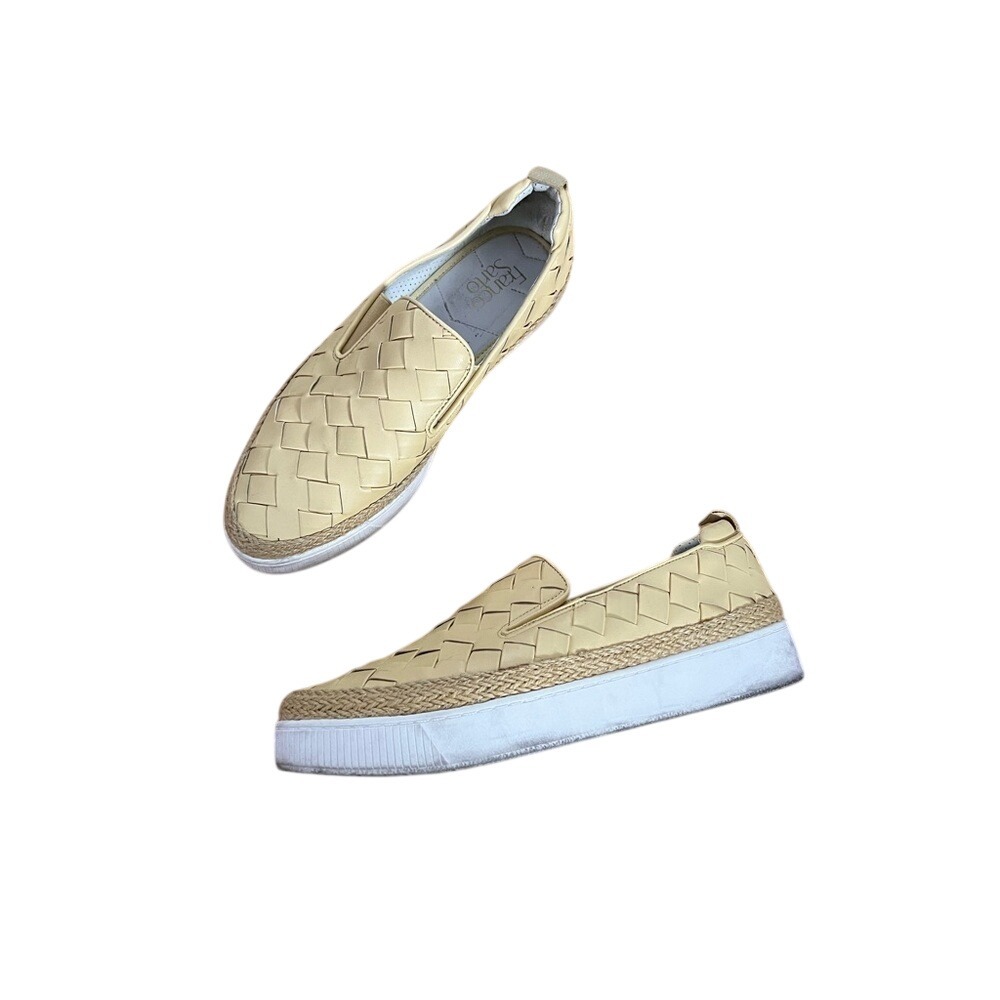 Franco Sarto Slip-On Platform Shoes Homer pastel Yellow woven design loafers